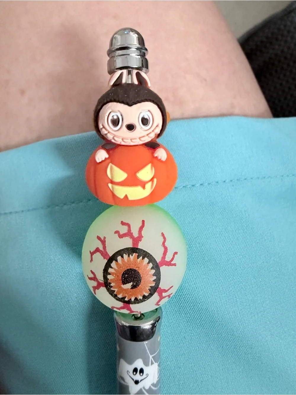 Halloween Kids Beaded Ballpoint Pen - Orange, Green, Purple